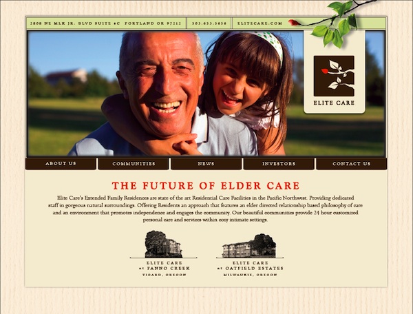 Screenshot showing the home page of the live website